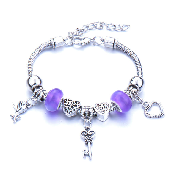 Wholesale Geometric Handmade Alloy Beaded Bracelet With Crown Pendant And Lobster Buckle For Couples