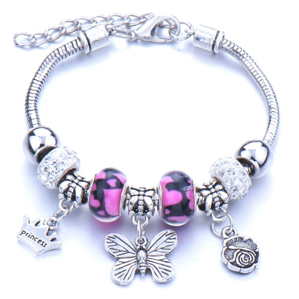 Wholesale Geometric Handmade Alloy Beaded Bracelet With Crown Pendant And Lobster Buckle For Couples