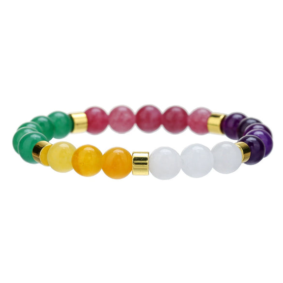 Wholesale Geometric Handmade Natural Crystal Bracelets For Men And Women Aventurine Malachite Amethyst