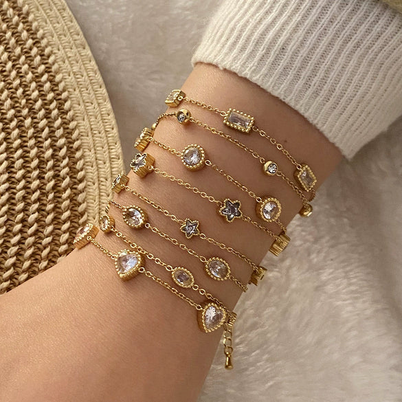 Wholesale Geometric Heart Shape Stainless Steel Double Layer Women's Jewelry Bracelet With Electroplating