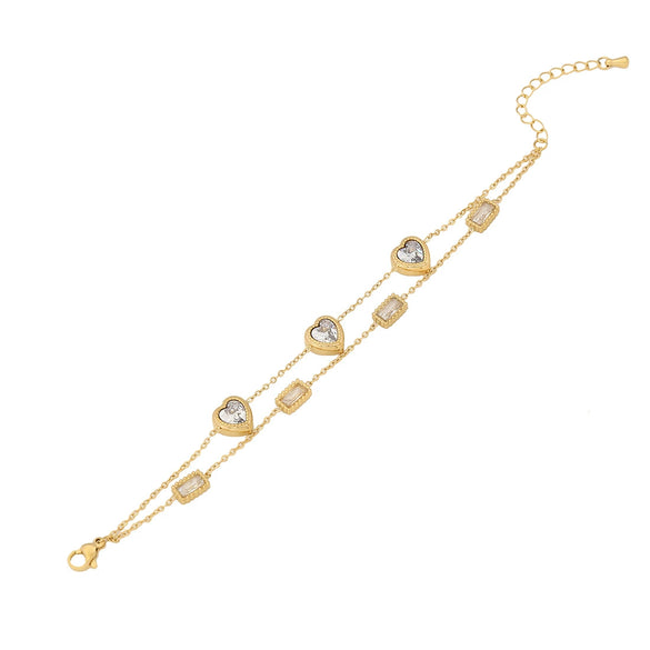 Wholesale Geometric Heart Shape Stainless Steel Double Layer Women's Jewelry Bracelet With Electroplating