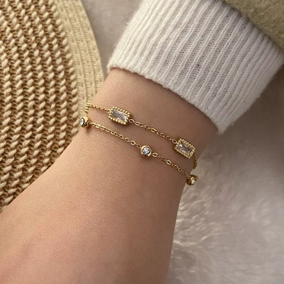 Wholesale Geometric Heart Shape Stainless Steel Double Layer Women's Jewelry Bracelet With Electroplating