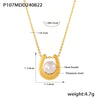 Wholesale Geometric Heart Shaped Imitation Pearl Pendant Necklace In Light Luxury Style Titanium Steel With 18K Gold Plated