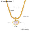 Wholesale Geometric Heart Shaped Imitation Pearl Pendant Necklace In Light Luxury Style Titanium Steel With 18K Gold Plated