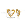 Wholesale Geometric Heart Shaped Zircon Pearl Earrings Gold Plated Stainless Steel Unisex