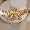 Wholesale Geometric Heart Shaped Zircon Pearl Earrings Gold Plated Stainless Steel Unisex