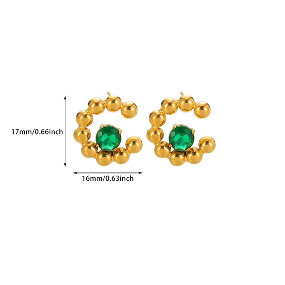 Wholesale Geometric Heart Shaped Zircon Pearl Earrings Gold Plated Stainless Steel Unisex