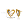 Wholesale Geometric Heart Shaped Zircon Pearl Earrings Gold Plated Stainless Steel Unisex
