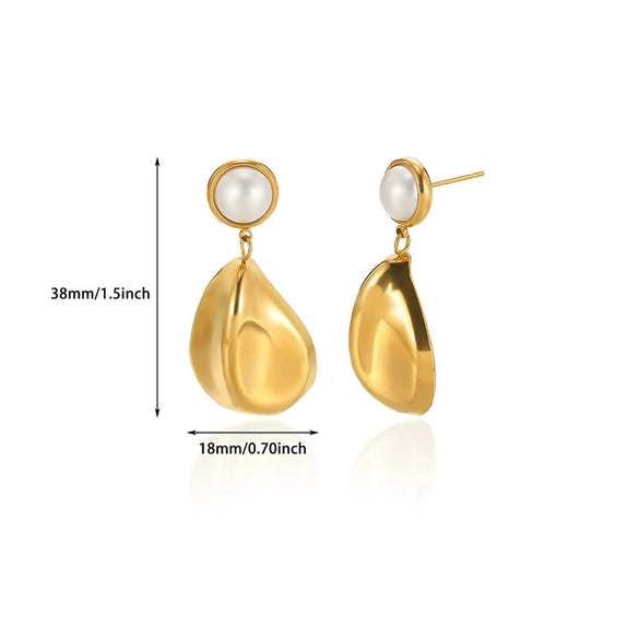 Wholesale Geometric Heart Shaped Zircon Pearl Earrings Gold Plated Stainless Steel Unisex
