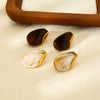 Wholesale Geometric Heartshaped 18K Gold Plated Stainless Steel Amber Resin Earrings For Women