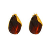 Wholesale Geometric Heartshaped 18K Gold Plated Stainless Steel Amber Resin Earrings For Women