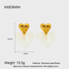 Wholesale Geometric Heartshaped 18K Gold Plated Stainless Steel Amber Resin Earrings For Women
