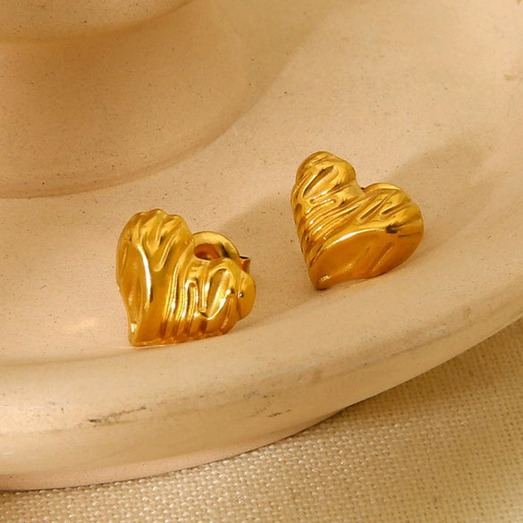 Wholesale Geometric Heartshaped 18K Gold Plated Stainless Steel Earrings For Women