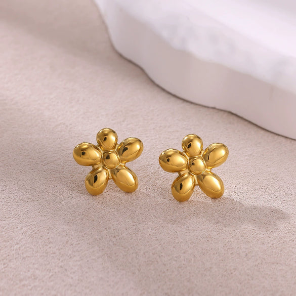 Wholesale Geometric Heartshaped Oil Dripping Bow Electroplated Stainless Steel And Gold Earrings For Unisex