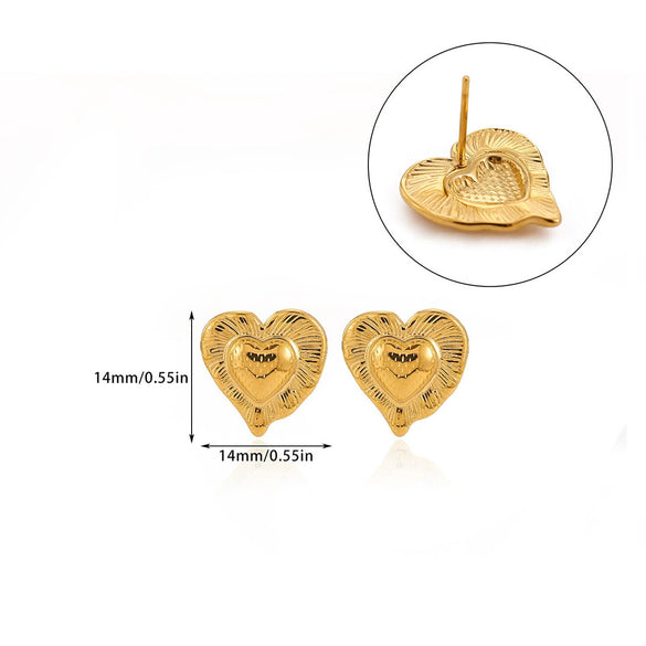 Wholesale Geometric Heartshaped Oil Dripping Bow Electroplated Stainless Steel And Gold Earrings For Unisex