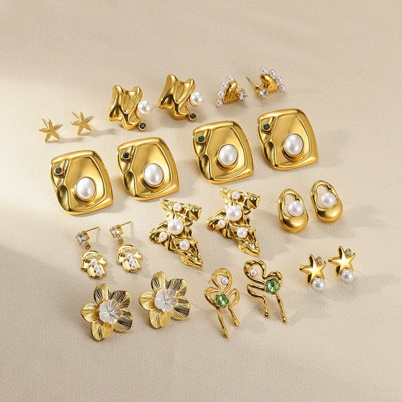 Wholesale Geometric Heartshaped Stainless Steel And Goldplated Earrings For Unisex