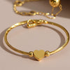 Wholesale Geometric Heartshaped Twistable Open Bracelet Stainless Steel 18K Gold Plated Jewelry