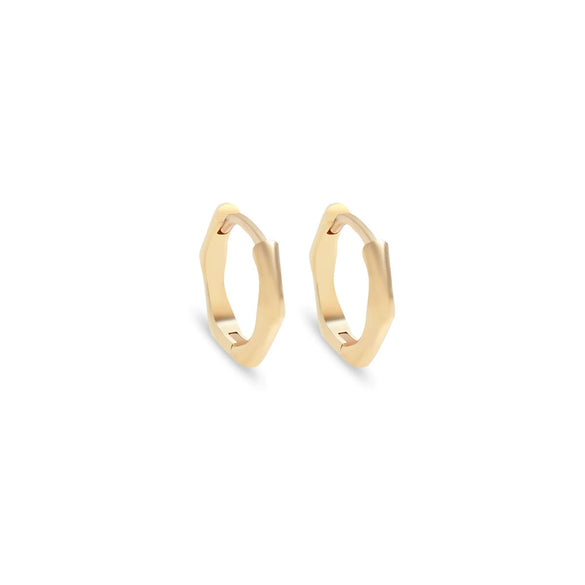 Wholesale Geometric Hexagonal Glossy Copper 18K Gold Plated Earrings Unisex Simple Jewelry