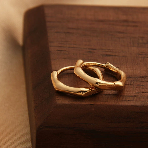 Wholesale Geometric Hexagonal Glossy Copper 18K Gold Plated Earrings Unisex Simple Jewelry