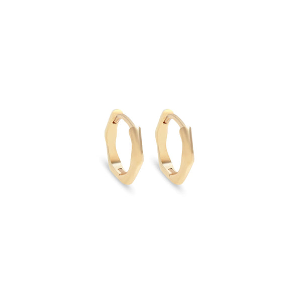 Wholesale Geometric Hexagonal Glossy Copper 18K Gold Plated Earrings Unisex Simple Jewelry