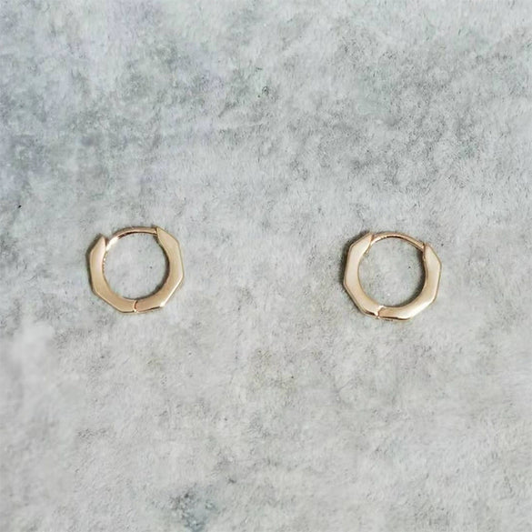 Wholesale Geometric Hexagonal Titanium Steel 18K Gold Plated Polish Earrings For Women