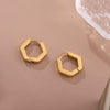 Wholesale Geometric Hexagonal Titanium Steel 18K Gold Plated Polish Earrings For Women