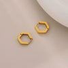 Wholesale Geometric Hexagonal Titanium Steel 18K Gold Plated Polish Earrings For Women