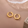 Wholesale Geometric Hexagonal Titanium Steel 18K Gold Plated Polish Earrings For Women
