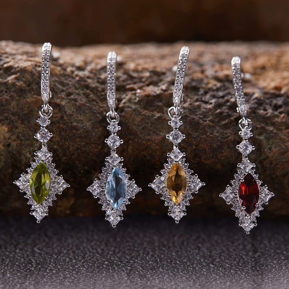 Wholesale Geometric Highend Luxury S925 Sterling Silver 18K Gold Natural Color Treasure Earrings Jewelry