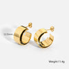 Wholesale Geometric Highpolish 18K Gold Plated Stainless Steel Cshaped Doublelayer Earrings For Women