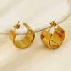 Wholesale Geometric Highpolish 18K Gold Plated Stainless Steel Cshaped Doublelayer Earrings For Women