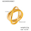 Wholesale Geometric Hollow Cross Line Ring 316L Stainless Steel 18K Gold Electroplated Women's Jewelry
