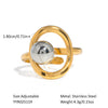 Wholesale Geometric Hollow Design Stainless Steel Bead Ring With Pvd Furnace Vacuum Real Gold Plating Light Luxury And Delicate Jewelry For Unisex
