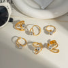 Wholesale Geometric Hollow Design Stainless Steel Bead Ring With Pvd Furnace Vacuum Real Gold Plating Light Luxury And Delicate Jewelry For Unisex