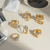 Wholesale Geometric Hollow Design Stainless Steel Bead Ring With Pvd Furnace Vacuum Real Gold Plating Light Luxury And Delicate Jewelry For Unisex