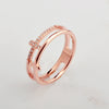 Wholesale Geometric Hollow Double Cross Titanium Steel Ring With Rose Gold Electroplating For Female Hipsters