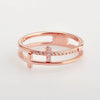 Wholesale Geometric Hollow Double Cross Titanium Steel Ring With Rose Gold Electroplating For Female Hipsters