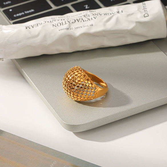 Wholesale Geometric Hollow Electroplated Stainless Steel Rings Women's Jewelry Accessories