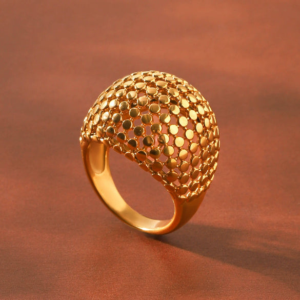 Wholesale Geometric Hollow Electroplated Stainless Steel Rings Women's Jewelry Accessories