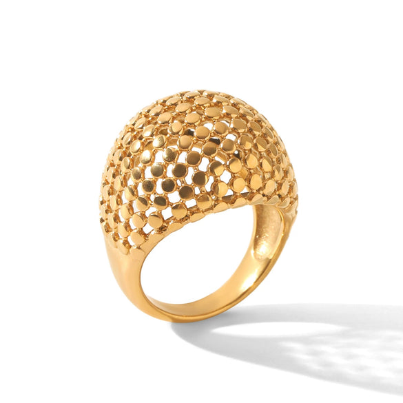 Wholesale Geometric Hollow Electroplated Stainless Steel Rings Women's Jewelry Accessories
