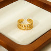 Wholesale Geometric Hollow Flower Shape Gold Electroplated Stainless Steel Open Ring Jewelry For Women