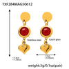 Wholesale Geometric Hollow Heart Tassel Earrings Inlaid With Glass Stone Stainless Steel Electroplated For Women