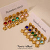 Wholesale Geometric Hollow Heart Tassel Earrings Inlaid With Glass Stone Stainless Steel Electroplated For Women