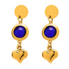 Wholesale Geometric Hollow Heart Tassel Earrings Inlaid With Glass Stone Stainless Steel Electroplated For Women