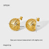 Wholesale Geometric Hollow Hemispherical Stainless Steel 18K Gold Plated Earrings For Women