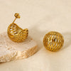 Wholesale Geometric Hollow Hemispherical Stainless Steel 18K Gold Plated Earrings For Women