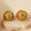 Wholesale Geometric Hollow Hemispherical Stainless Steel 18K Gold Plated Earrings For Women