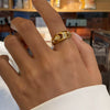 Wholesale Geometric Hollow Moon Star Crescent Ring Jewelry In Stainless Steel With 18K Gold Electroplating And White Diamond