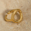 Wholesale Geometric Hollow Ring With Adjustable Opening Stainless Steel Minimalist Gossing Allmatch Electroplated Ring For Women