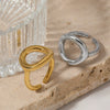 Wholesale Geometric Hollow Ring With Adjustable Opening Stainless Steel Minimalist Gossing Allmatch Electroplated Ring For Women